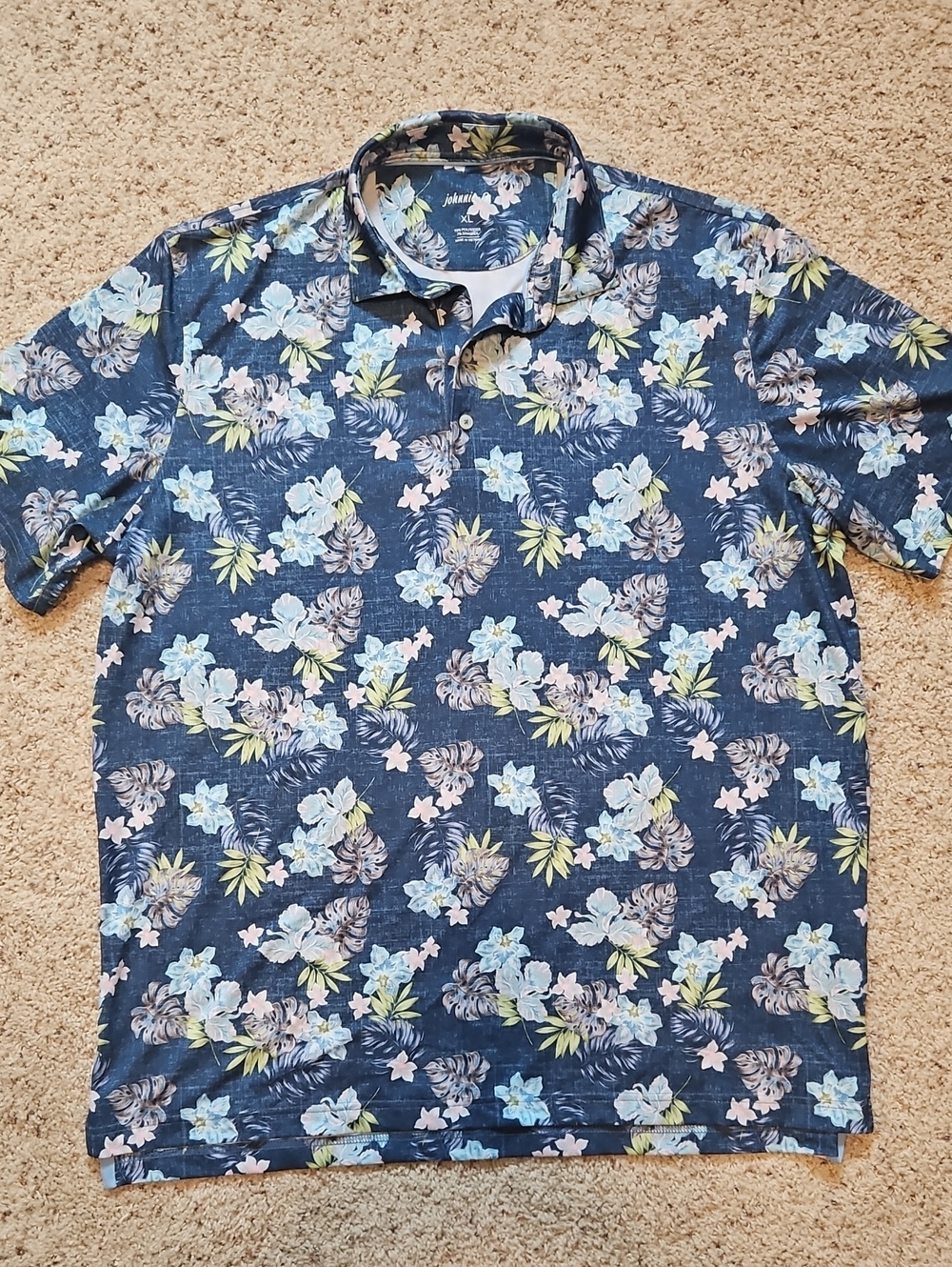 Johnnie-O Navy Floral Short-Sleeve Polo